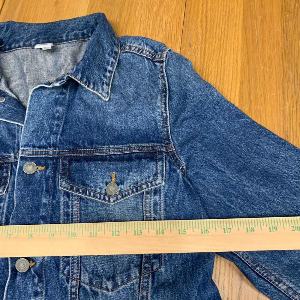 &Denim Womens Medium Wash Blue Longline Denim Trucker Jacket Size 8 Cotton - Picture 2 of 6